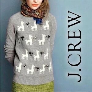 J. Crew Gray Sweater with Llama Design